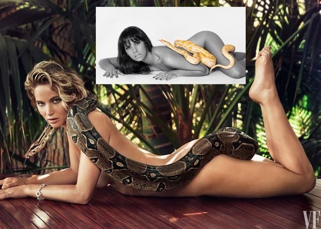 Jennifer Lawrence también juega con serpientes... como Cristina Pedroche